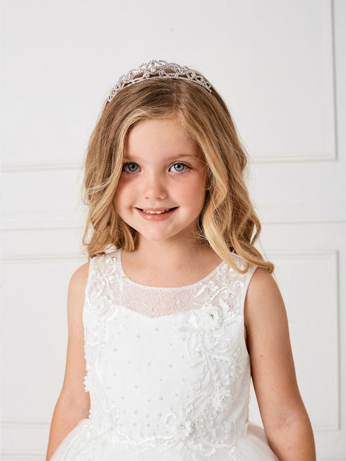 Tip Top Kids Girls Silver Rhinestone Tiara - SophiasStyle.com